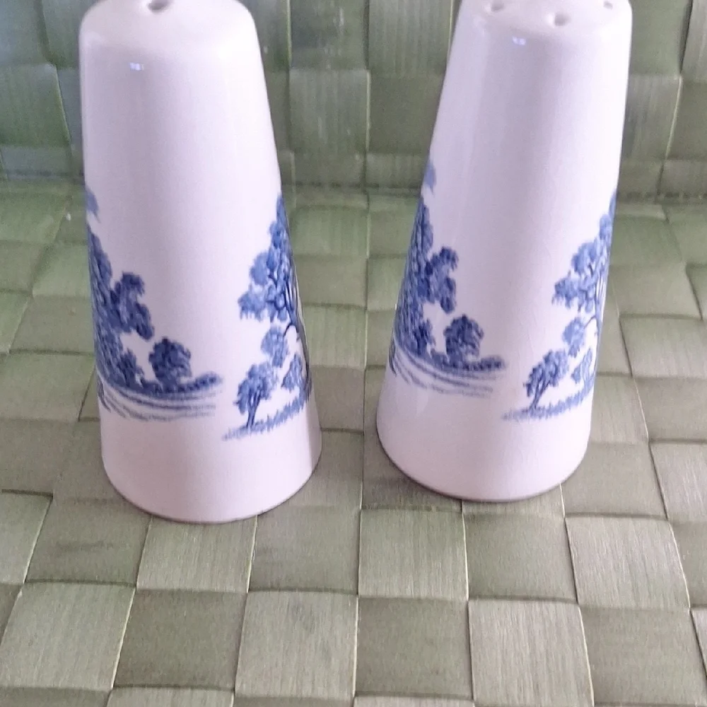 Blue and White Ceramic Salt and Pepper Shakers